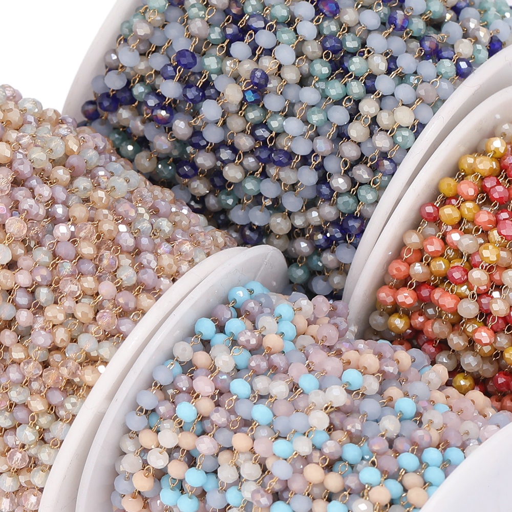 Colorful Glass Beads Chains DIY Jewelry Making Necklace Findings Bracelets Accessories Anklet Supplies