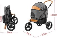 Poussette de luxe 3 roues légère et imperméable pour chiens, réglable, pliable, détachable, portable, pour la course, taille moyenne, faible MOQ