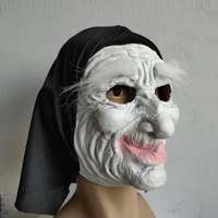 Masque de vieille dame chinoise pour Halloween, masque d'horreur Meng Po avec couvre-chef, couvre-chef de mascarade, fête d'Halloween