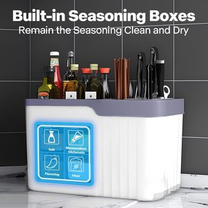 Inthetrend High Quality Rectangle <b>Plastic</b> PP Modern Kitchen Multifunctional Countertop Utensil Storage <b>Rack</b> Spice Organizer - Product Image 5