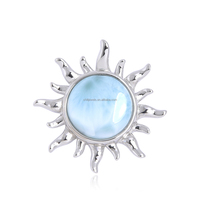 Pendentif en argent 925 avec larimar en forme de conque, design tendance, pierre précieuse de guérison, bijoux d'été caribéens en larimar, vente en gros