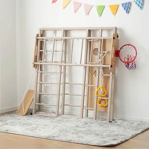 Centro de Actividades de Madera para Niños de Primera Calidad - Parque <span class=keywords><strong>Infantil</strong></span> Interior con Red de Escalada, Tobogán y Columpio para la Actividad Física y Diversión de los Niños Pequeños - Product Image 4