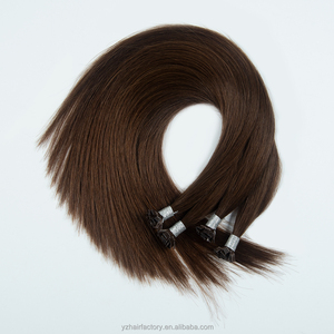 Extensions capillaires bouclées à pointe plate Yuanzhen en gros d'usine, double épaisseur, 100 % cheveux humains russes, extensions à pointe kératine - Product Image 6