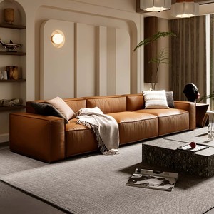 Canapé en cuir <span class=keywords><strong>Baxter</strong></span> Cube, RetroOrange, minimaliste italien, 3 places droit pour petits salons - Product Image 1