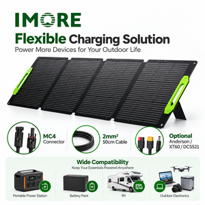 <b>200W</b> Foldable <b>Solar</b> <b>Panel</b> 27.95V Voc 23.20V Vmp ETFE IP67 MC4 for Portable Power Stations Camping and Travel Applications - Product Image 2