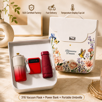 Coffret Cadeau Rainy : Mug de Voyage 450ml en Acier Inoxydable 316 avec Affichage de Température, en PP et Silicone, avec Sangle, Power Bank Intégrée, Durable, Réutilisable, Lumineux