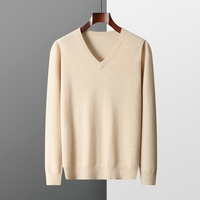Pull en laine tricoté à col en V pour homme, personnalisé avec logo, épais, chaud, décontracté, pour l'hiver, vente en gros, OEM