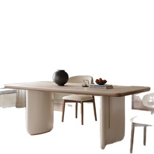 Juego de Mesa de Comedor de Madera Maciza Minimalista Moderno, Rectangular, de Nogal Negro, Estilo de Diseño de Lujo Ligero, Muebles para Villa - Product Image 5