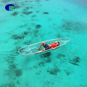 1/2 Person Clear Bottom Kayak Plastic Crystal See Through Transparent Canoe Kayak With Outrigger