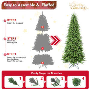 Sapin de Noël artificiel détachable de 7 pieds, branches en PVC de haute qualité, ignifuge et écologique, pour la décoration de la maison pendant les fêtes - Product Image 2