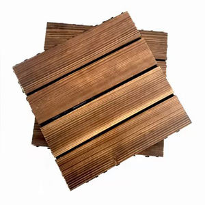 Dalles de terrasse en bois carbonisé écologiques, étanches, à emboîtement, pour extérieur, à assembler soi-même, 4 lattes - Product Image 1