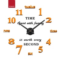 Grande Horloge Murale Moderne Dorée et Noire DIY en Quartz, Sans Cadre, Autocollant Mural en Acrylique Miroir Tridimensionnel, Fonctionnant à Piles, pour Salon