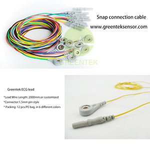 Kabel Elektroda <span class=keywords><strong>Snap</strong></span> Button EKG Betina Greentek Warna-warni Merah/Putih/Abu-abu/Hitam/Kuning/Hijau 4.0mm - Product Image 2
