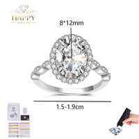 LINA 4,97 CTW Zeitloser Ovaler Moissanit-Verlobungsring Diamant-Halo Gedrehtes Band Rhodium/Platin Beschichtet 925 Silber Hochzeit