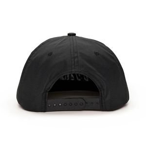 5 Panel Custom Embroidery logo Unstructured Black Snapback Hats Nylon Caps - Product Image 4