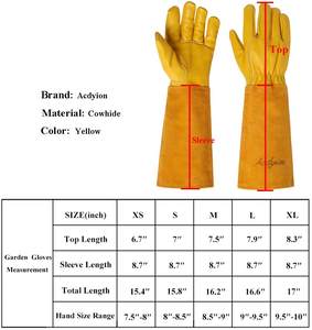 Guantes de piel de vaca y vaca para mujer, manguitos amarillos de manga larga, transpirables, de poda y deshierbe, 3D de malla, personalizados, para jardinería, novedad - Product Image 6