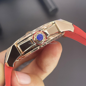 Montre pour homme de haute qualité, sportive, personnalisée, boîtier en acier inoxydable, bracelet en caoutchouc, résistance à l'eau 3BAR, mécanique - Product Image 4
