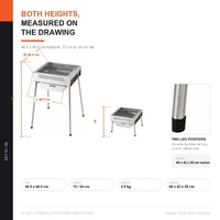 Barbecue au charbon pliable sur pieds, 72 cm, en acier inoxydable, portable pour terrasse, fêtes et traiteur