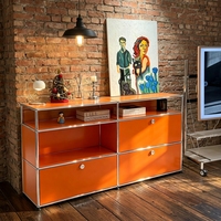 Meuble de rangement sectionnel à cadre métallique, style nordique, pour salon, avec étagères ouvertes, buffet de présentation, assemblage vintage