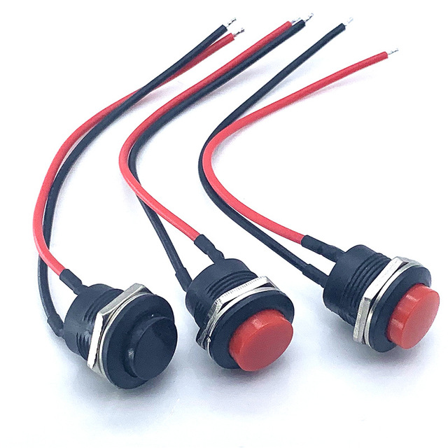 Momentary Push Button Wired Switch 16mm Momentary 6A/125VAC 3A/250VAC Round Switches 2-Pin Switch R13-507 Electric Buttons