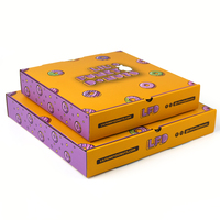 Boîte à pizza en carton ondulé personnalisée avec illustration de beignets colorés pour la livraison de pâtisseries et de snacks