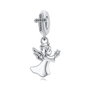 Colgante de cruz de ángel de cobre blanco de gran venta, accesorio de alta gama para pulseras y collares DIY, venta al por mayor - Product Image 1