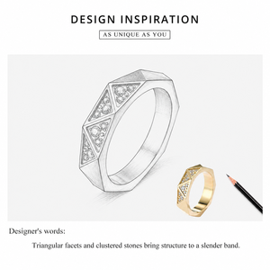 Anillo Triangular de Circonio en Acero Inoxidable con Baño de Oro de 14K - Product Image 3