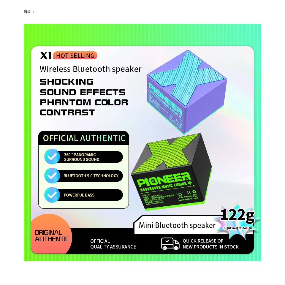 Speaker mini Bluetooth 5.0 speaker berkualitas tinggi hanya 122g portabel dapat dihubungkan di seri suara speaker