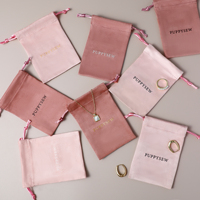 Sac à cordon en daim de luxe pour bijoux, sac cadeau, emballage personnalisé pour bijoux avec logo imprimé