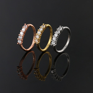 Hermoso anillo de nariz chapado en oro con flor de circón con microincrustaciones, accesorios de cobre, joyería para el cuerpo, venta al por mayor, piedra de cristal - Product Image 3