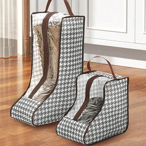 Shoe Storage Bag Non Woven Fabric Dust Proof Transparent For Boots And Shoes Long Short Style With Handle - Product Image 2