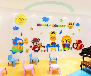 Cartoon Tier 3D Wanda uf kleber Kinderzimmer Kindergarten Klassen zimmer Wand dekorationen