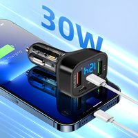 Chargeur de voiture 100W à 5 ports, adaptateur de charge rapide PD QC3.0, affichage numérique transparent, 12V 24V universel pour téléphone portable et tablette