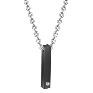 Pendentif en acier inoxydable avec sertissage de diamants, design géométrique, collier unisexe pour usage quotidien, surface lisse 3331 mm - Product Image 5