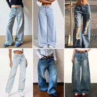 Jeans pour femmes, fabriqués directement par le fabricant, élégants, confortables, multifonctionnels, taille haute, jambe large, denim, livraison aléatoire