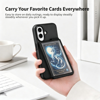 Casing HP Hybrid 2 in 1 Anti-Sidik Jari Tahan Banting TPU PC untuk 18 Pro Max dengan Penyangga Kartu Bertingkat yang Dapat Dilepas