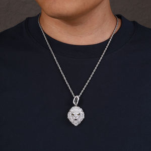 Colgante de Cabeza de León con Micro Pavé de Moissanita VVS, Plata de Ley 925, Moissanita Cultivada en Laboratorio, Joyería con Diamantes, Amuleto de Animal para Hombre - Product Image 4