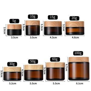 Pot cosmétique de luxe en PET, 0,17 oz, 0,5 oz, 1 oz, 2 oz, 3,5 oz, ambre transparent, couleur personnalisée, bouchon à vis en bois doré ou argenté - Product Image 5