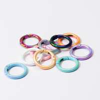 Anneau ouvert rond électroplaqué couleur UV 20mm/25mm avec fermoir à ressort, connecteur de porte-clés DIY, accessoires de bijouterie et artisanat
