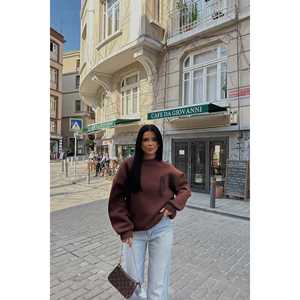 Sudadera de Seda Marrón para Damas y Niñas, Sudadera con Capucha Bordada con Estampado Puff, Sudadera de Invierno Talla Única, Suministro ODM - Product Image 5