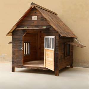 원목 친환경 강아지 집 버튼 잠금 방수 방열 소형견 사각형 클래식 스타일 모든 반려동물 집 - Product Image 3