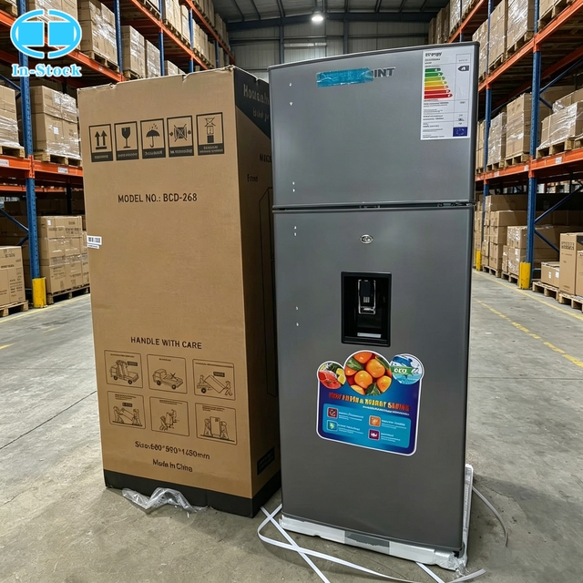 268L Large Capacity Top-Freezer Refrigerator Double Door Fridge with Water Dispenser Key Lock Energy Efficient Home Fridges