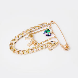 Broche élégante et tendance en forme de goutte d'eau avec œil de démon, en cristal plaqué argent, avec chaîne et pompon, pour cardigan, fleur, enfants - Product Image 2