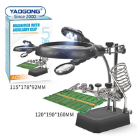 YAOGONG LED Light Helping Hands Magnifier Soldering Station,Magnifying Glass Stand With Auxiliary Clamp and Alligator Clip