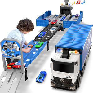 Camion transporteur <span class=keywords><strong>piste</strong></span> de course jouets conteneur de stockage pliable camion déformation <span class=keywords><strong>piste</strong></span> de course éjection voiture ensemble avec des sons de musique légers - Product Image 1