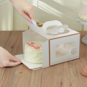 Caja para Pastel Pequeña de Cartón Blanco de 6x6x4 Pulgadas con Ventana para Cupcakes, Galletas, Brownies, Recuerdos de Boda - Product Image 6