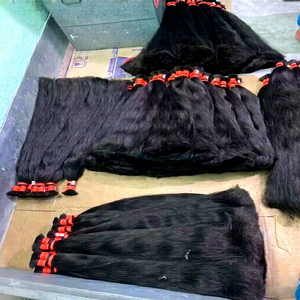 Extensiones de Cabello Humano Indio Liso Sedoso, Cabello Virgen Sin Procesar, Trama de Cabello Doblemente Estirada, Tejido a Máquina para Peinar y Alargar - Product Image 1