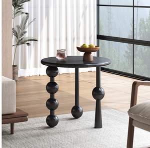 Mesa de Centro Ovalada Pequeña con Diseño de Pata de Calabaza, Estilo Vintage, Mesa Auxiliar de Lujo Ligero para Sala de Estar - Product Image 6