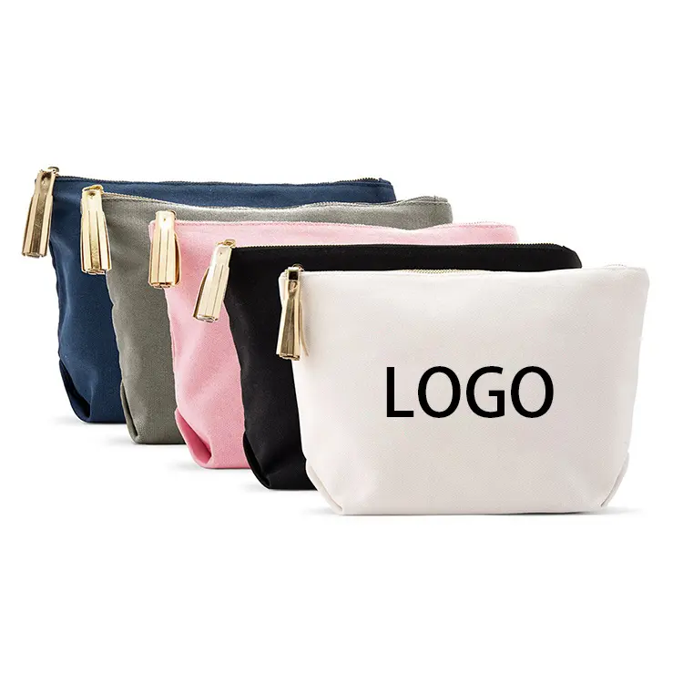 Small Portable Makeup Case Custom Logo Travel Canvas Pouch Cosmetic Bag