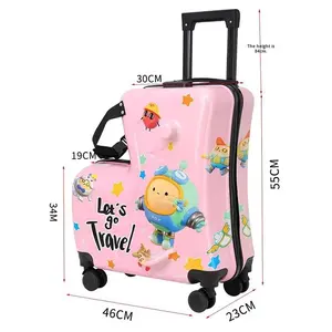 Koper Spinner anti air, koper kartun anak-anak dengan kunci ritsleting, bahan PC kapasitas besar, pegangan lembut dan tali untuk perjalanan - Product Image 3